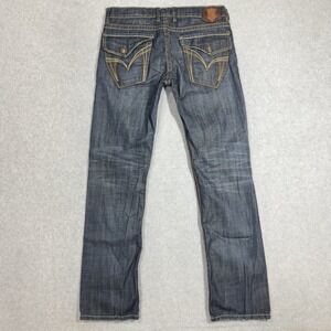 Monarchy Atelier Jeans Mens 32x34 Denim Straight Leg Stitch Flap Pockets Y2K